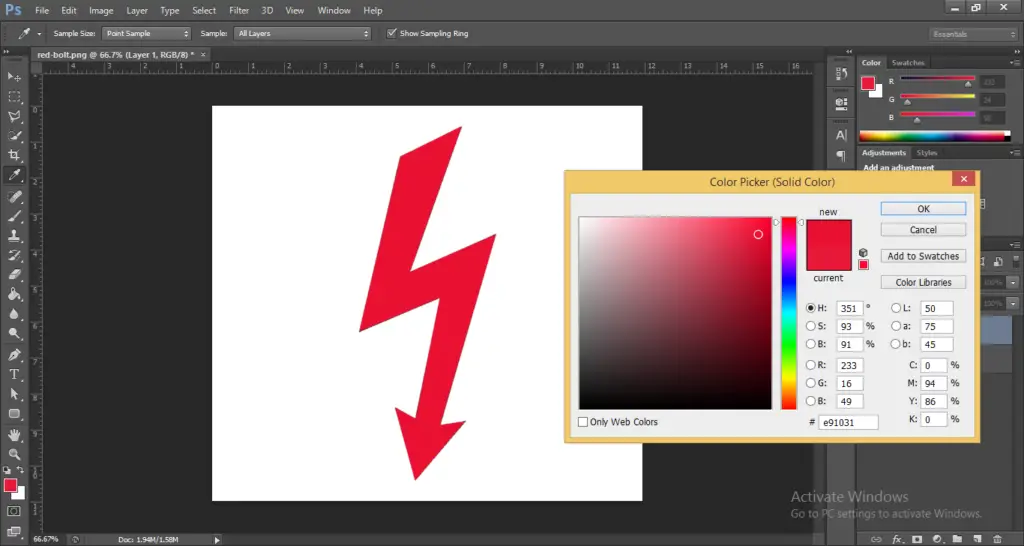 choosing color fill for new vector image