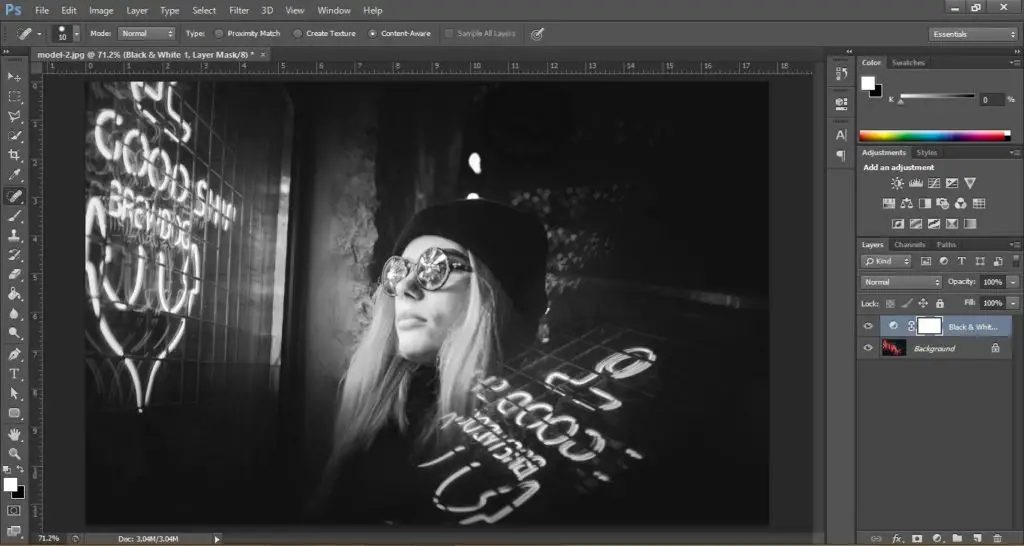 converting image to black and white in Photoshop