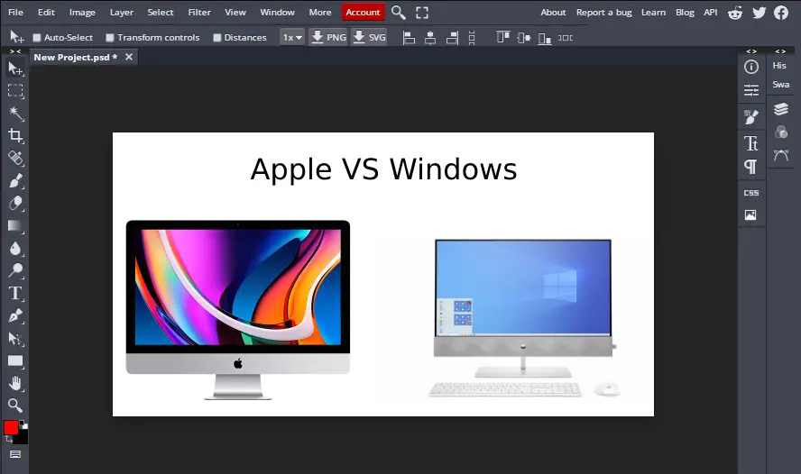 side by side photo of apple mac and windows using bunnypic 