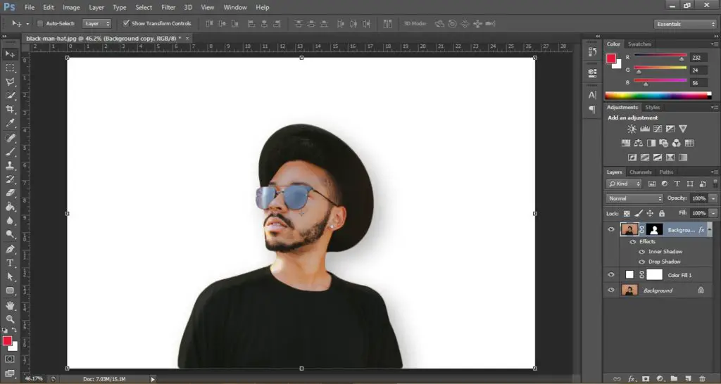 adding drop shadow in photo in photoshop
