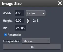 resizing image to fit 4 by 6 inches, 2:3 aspect ratio 