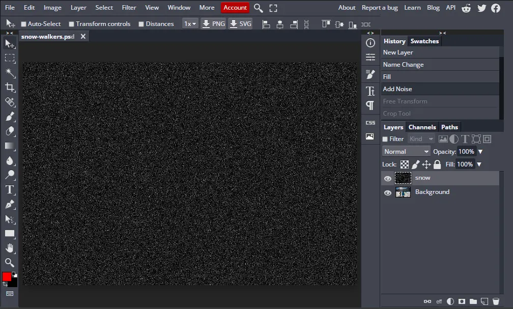 adding noise filter to black snow layer
