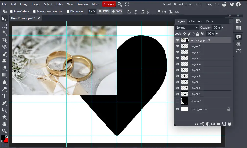 adding images to your heart-shaped collage