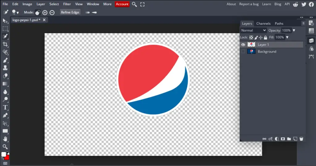 logo image with transparent background in online photoshop tool