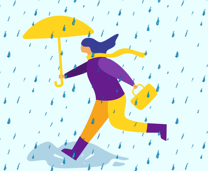 animated rain falling gif with girl holding umbrella