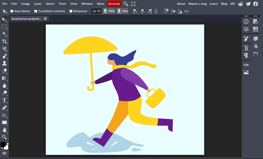 opening image of girl illustration with umbrella on bunnypic 