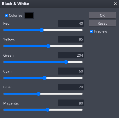 Adjusting black and white filter for portrait in Mac