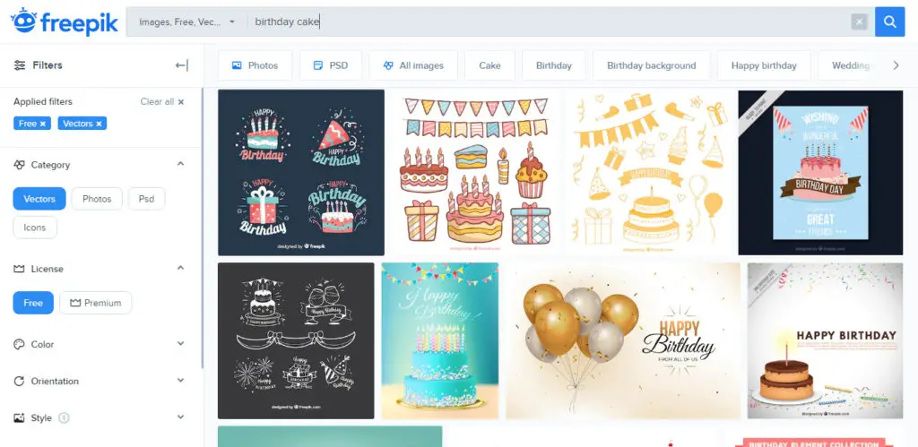 display of birthday cake images on FreePik