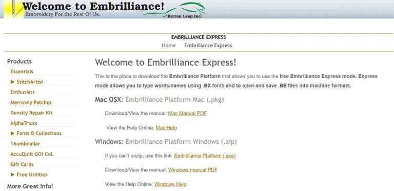 embrilliance express embroidery software for machine