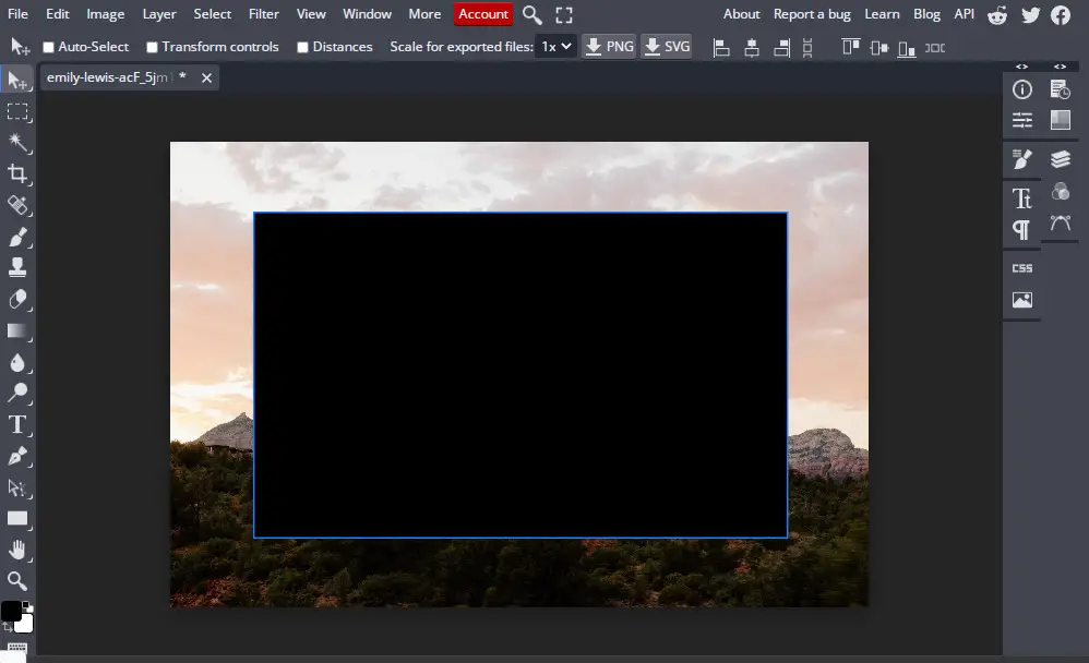 placing black rectangle on top of image