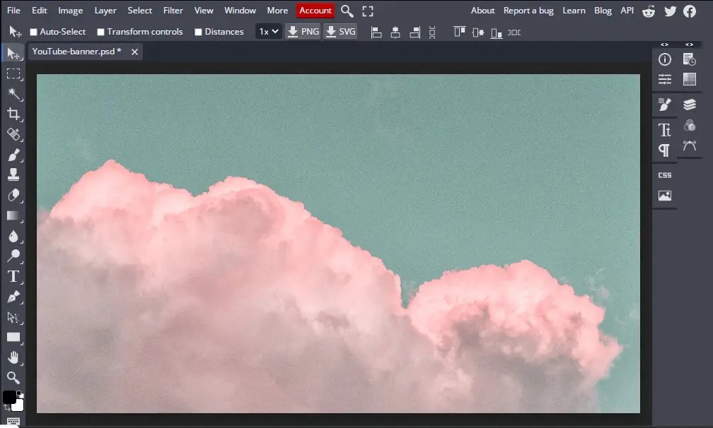 Pink Clouds YouTube background on Online Photo editor