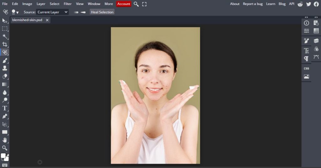 Image of girl smiling with hands out on free online photo editor bunnypic