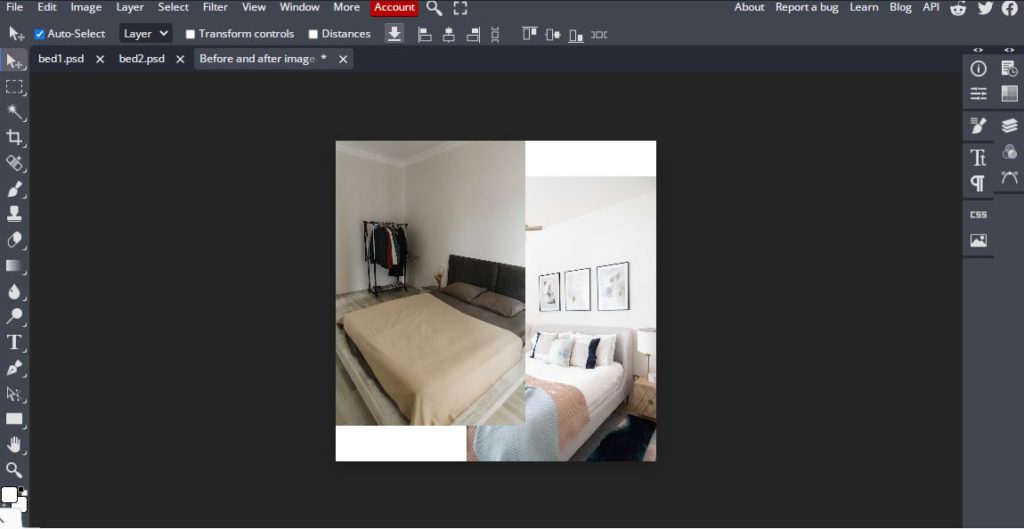 Adding before and after images of new bedroom changes in new document